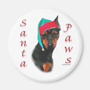 Imán Pinscher Santa Paws en miniatura