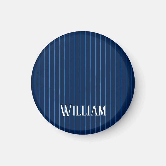 Imán Pinstripes azul marino personalizadas (Frente)