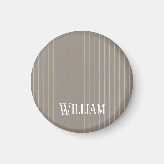 Imán Pinstripes beiges personalizadas (Frente)
