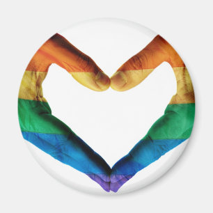 Imán Pintadas las manos como un corazón arco iris
