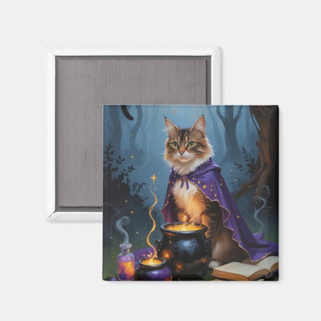 Imán Pintado abysiniano de gatos de Halloween (Anverso/Reverso)