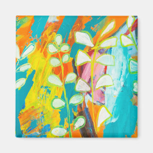 Imán Pintado Acrílico Floral Multicolores Resumen