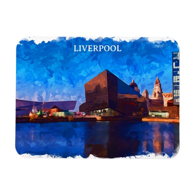 Imán Pintado con vistas al Panorama de Liverpool Englan (Horizontal)