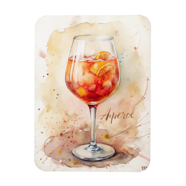 Imán Pintado de acuarela de Aperol Spritz (Vertical)