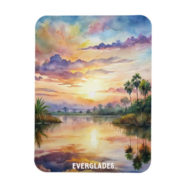 Imán Pintado de acuarela del Parque Nacional Everglades (Vertical)