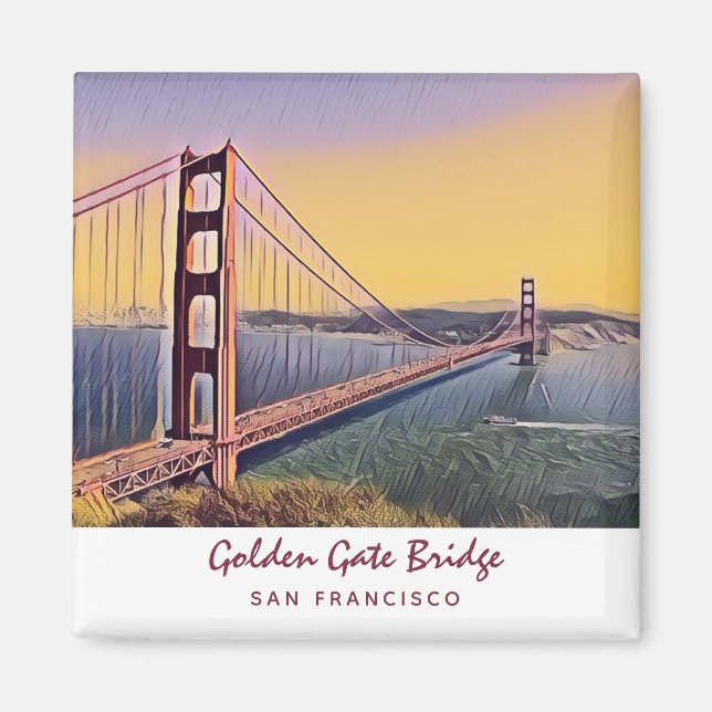 Imán Pintado de época del puente Golden Gate de San Fra (Frente)