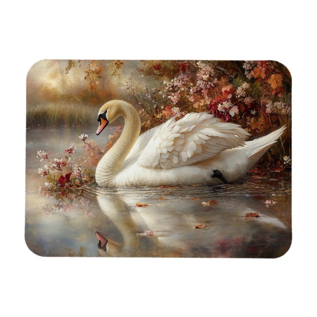 Imán Pintado de follaje otoñal de Swan Pastel (Horizontal)