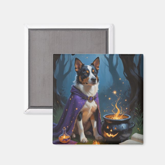 Imán Pintado de Halloween de ganado australiano (Anverso/Reverso)