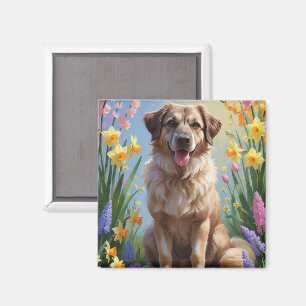 Imán Pintado de la primavera de primavera de perro past