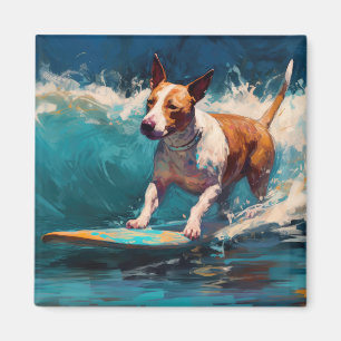 Imán Pintado de surf Bull Terrier Beach