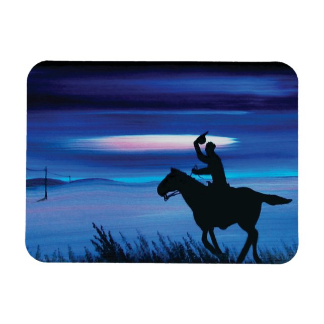 Imán Pintado de USA Pony Express 🐎 Cowboy Rider (Horizontal)