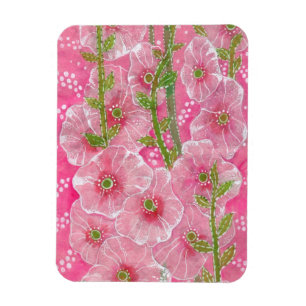 Imán Pintado Floral de flores de malva aguda