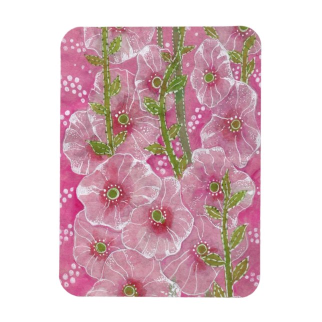 Imán Pintado Floral de flores de malva aguda (Vertical)