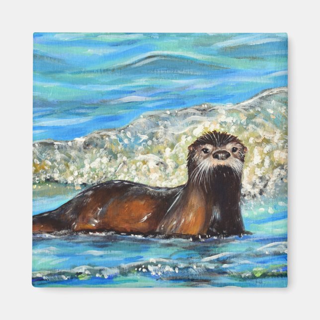 Imán Pintado Otter in the Waves 2 (Frente)