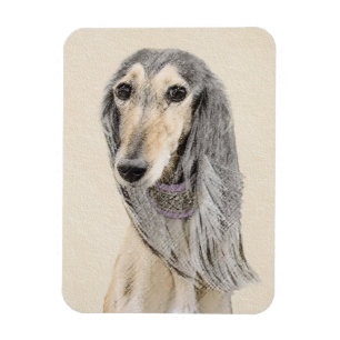 Imán Pintado Saluki (Amanecer) - Arte Perro Original Cu