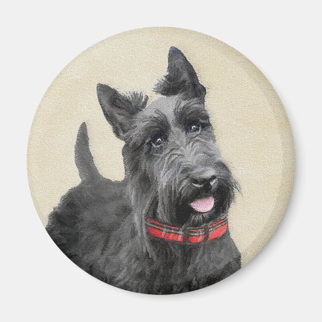 Imán Pintado Terrier Escocés - Arte Perro Original (Frente)