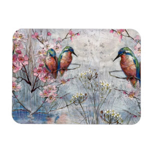 Imán Pintados bonitos de Kingfishers y flores