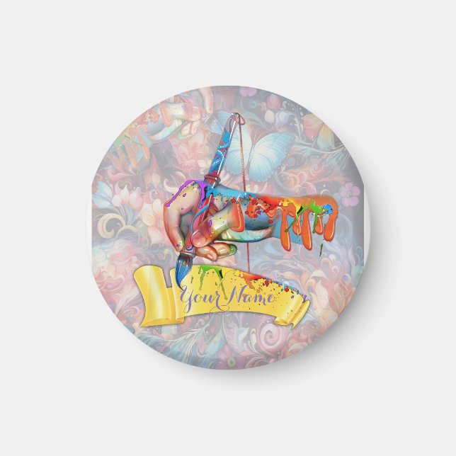 Imán Pintando flores de fantasía que expresan la natura (Frente)