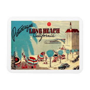 Imán Pintoresca Long Beach, California Vintage Postcar