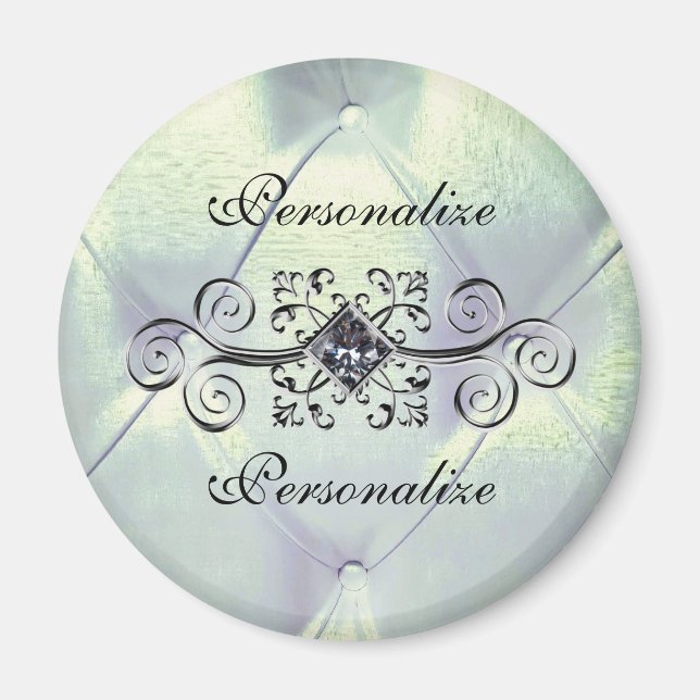 Imán Pintuck satín luce diamante azul elegante (Frente)