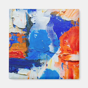 Imán Pintura abstracta azul y Naranja Resumen de arte A