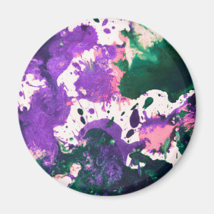 Imán Pintura abstracta de color verde y púrpura