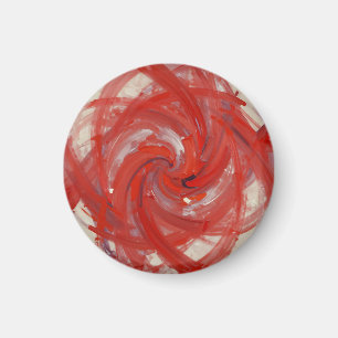 Imán Pintura abstracta de espiral roja carmesí