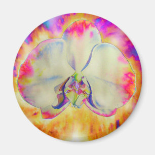 Imán Pintura abstracta romántica de orquídea en acuarel