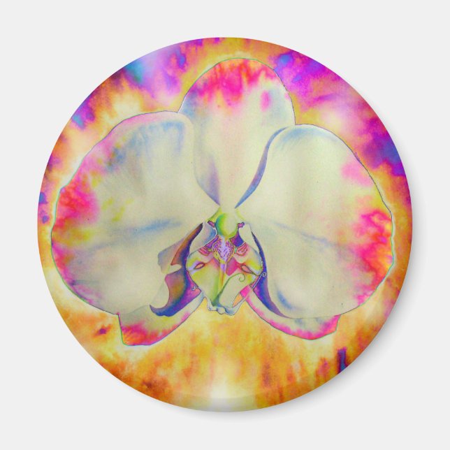 Imán Pintura abstracta romántica de orquídea en acuarel (Frente)