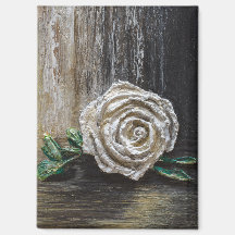 Pintura Acrílica de Rosa Blanca