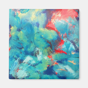 Imán Pintura Acrílica Turquesa El Arte Resumen