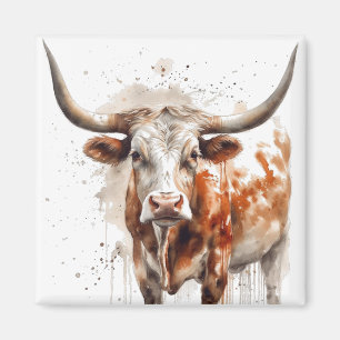 Imán pintura acuarela de una vaca de nango