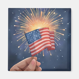 Imán Pintura acuarela patriótica de la bandera american