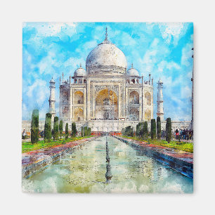 Imán pintura acuarela taj mahal