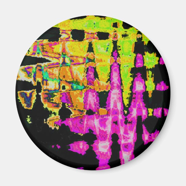 Imán Pintura acuarela única: púrpura, negra y lima (Frente)