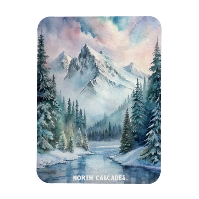 Imán Pintura acuática del Parque Nacional de Cascades d (Vertical)