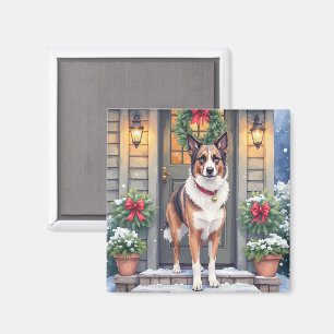 Imán Pintura al agua Beauceron Porche Rústico Navidad