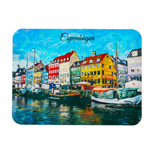 Imán Pintura al óleo de Copenhague Paseo Nyhavn