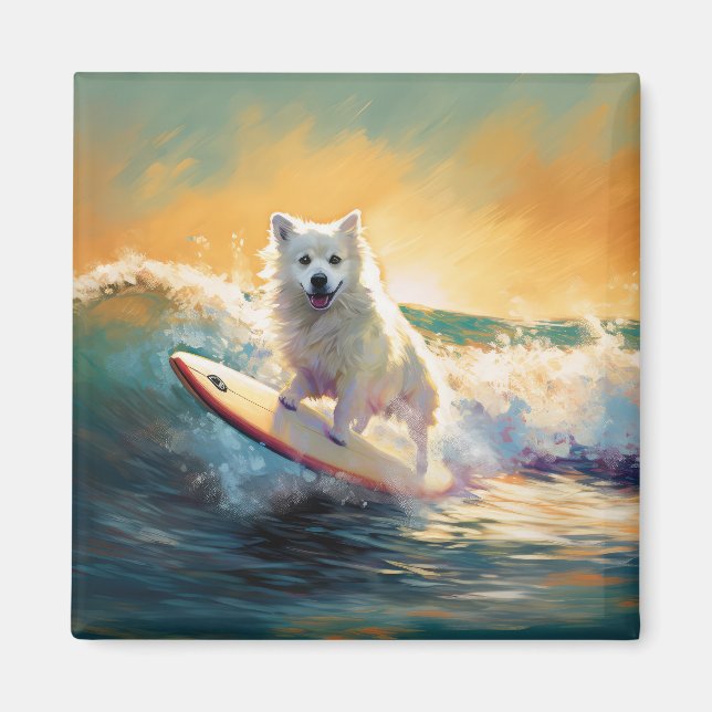 Imán Pintura americana de surf en Eskimo Beach (Frente)