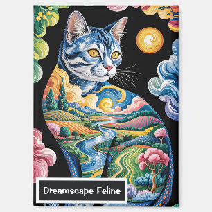 Imán Pintura artística de paisaje de gato colorido surr