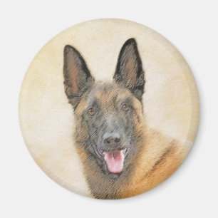 Imán Pintura belga malinois - Arte de perro original