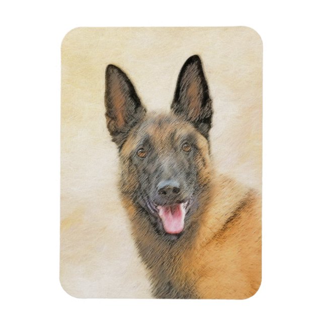 Imán Pintura belga malinois - Arte de perro original (Vertical)