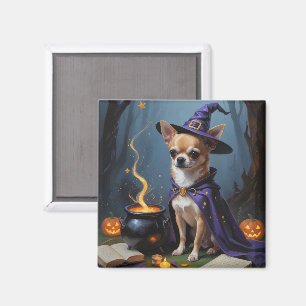 Imán Pintura caprichosa de Halloween de perro chihuahua