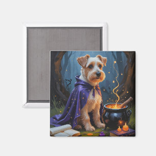 Imán Pintura caprichosa de Halloween de perro Terrier B