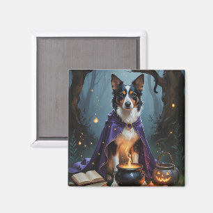 Imán Pintura caprichosa de Halloween del perro Kelpie a