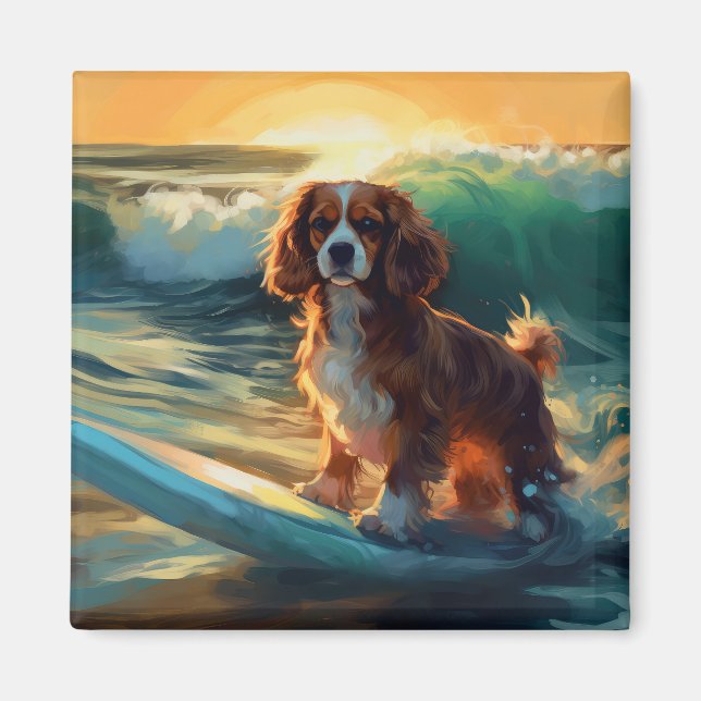 Imán Pintura Cavalier King Beach para surf (Frente)
