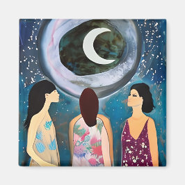 Imán Pintura celeste | Mujeres mirando a la luna