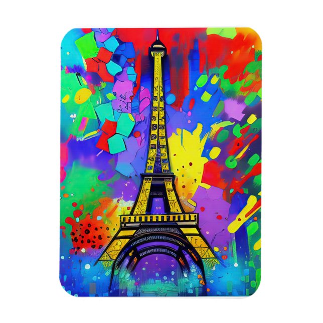 Imán Pintura colorida de Eiffel (Vertical)