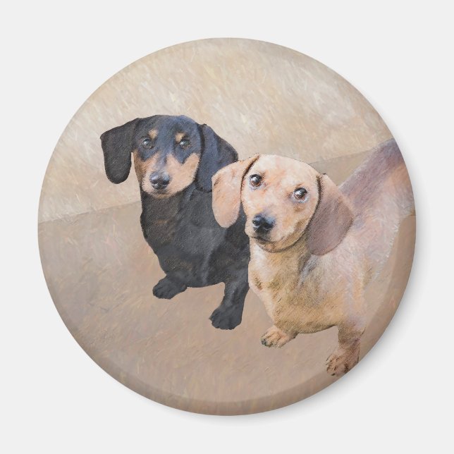Imán Pintura Dachshund (suave) - Arte Perro Original (Frente)