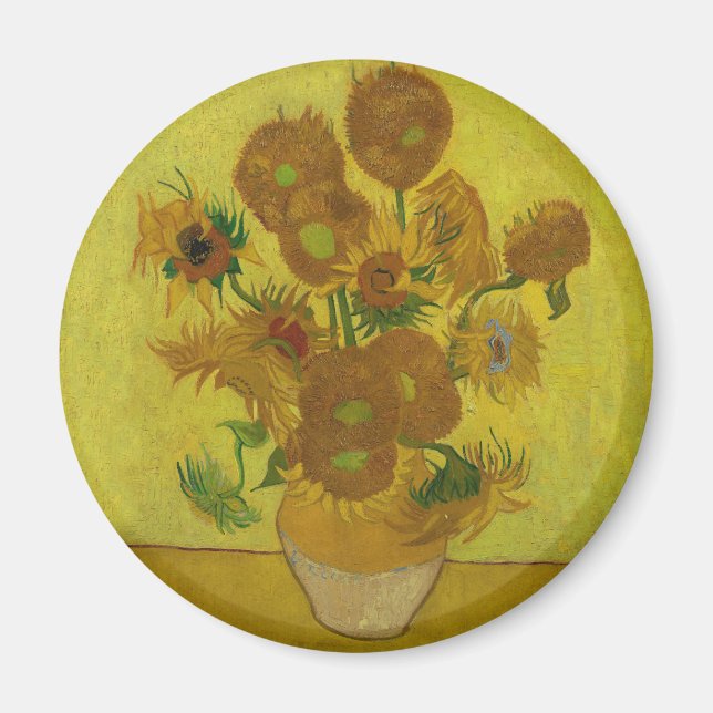 Imán Pintura de 15 girasoles de Vincent Van Gogh (Frente)